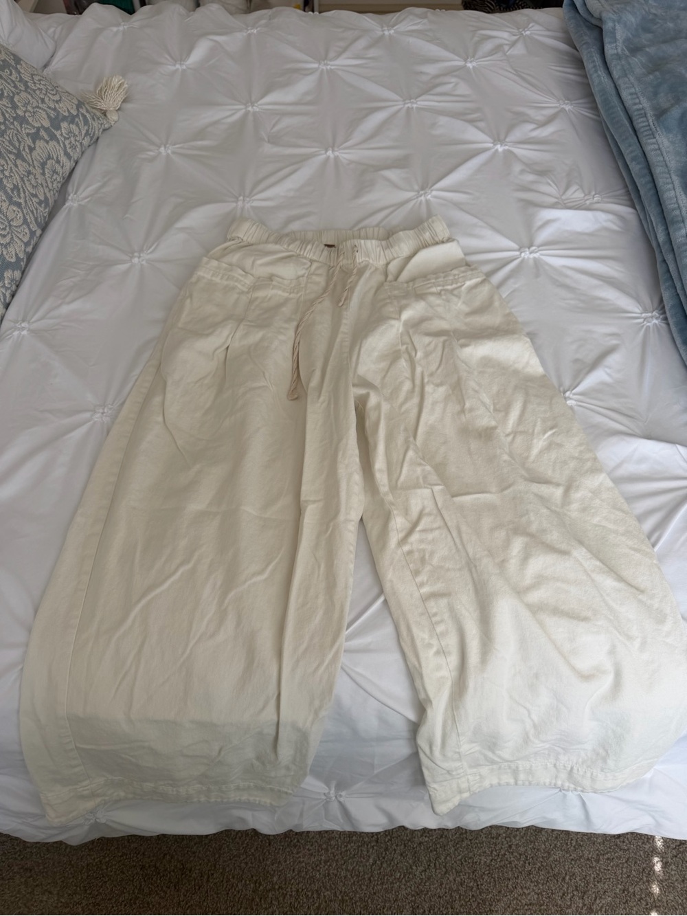 Free People Wide-Leg Pants in Cream